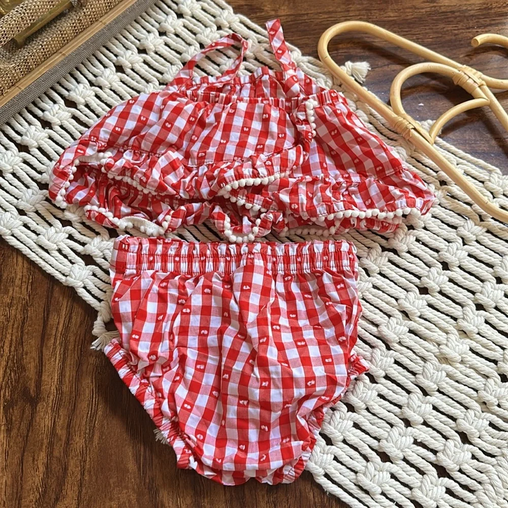 Cat & Jack | Gingnam Plaid Top With Bloomers | 3-6months